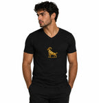 T-shirt col V imprimé - Noir toulove