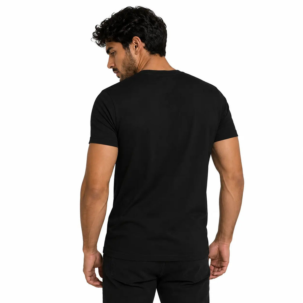 T-shirt col V imprimé - Noir toulove
