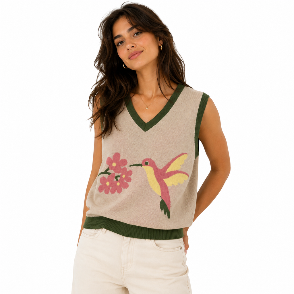 Pull en maille sans manches à col V toulove