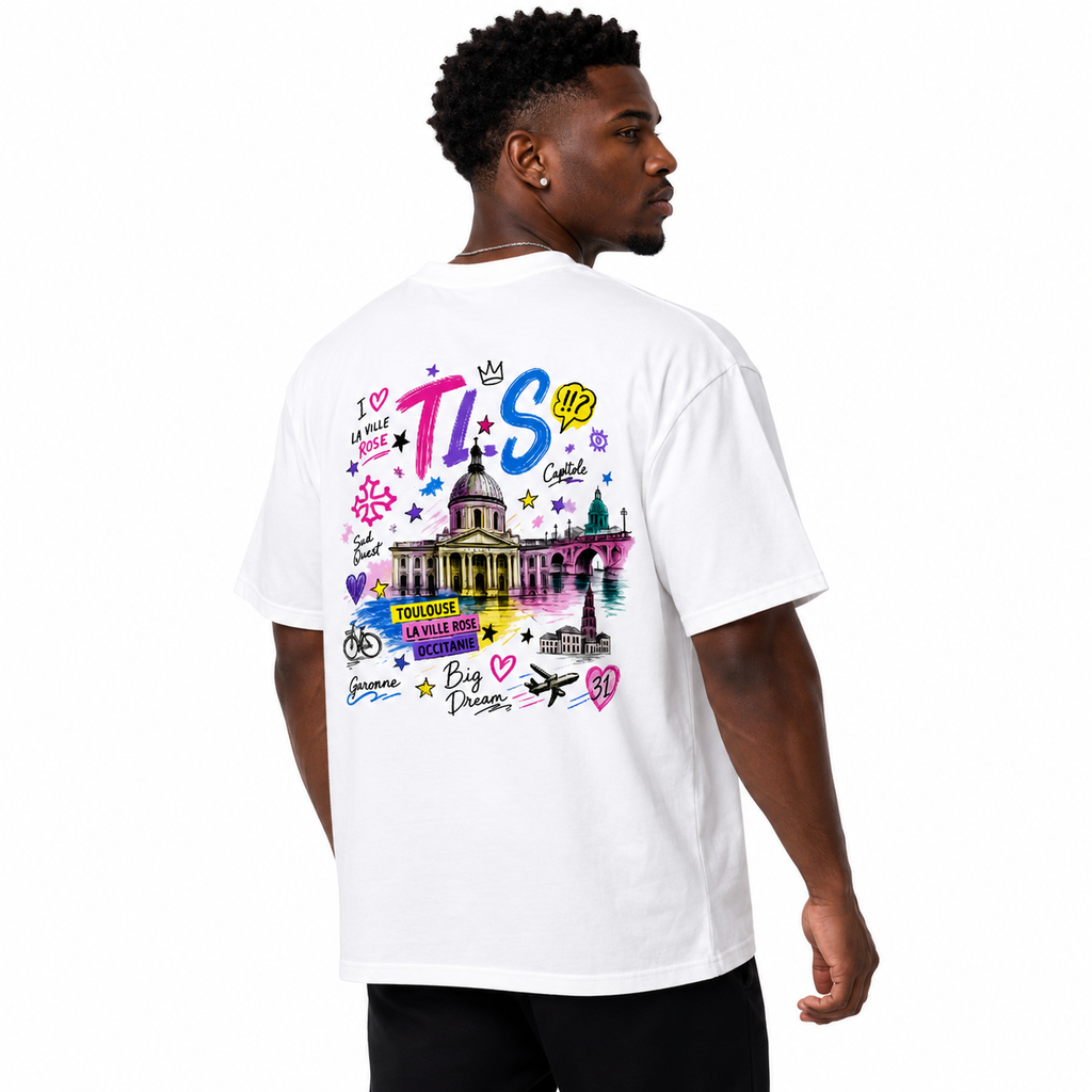 T-shirt oversize imprimé - Blanc toulove