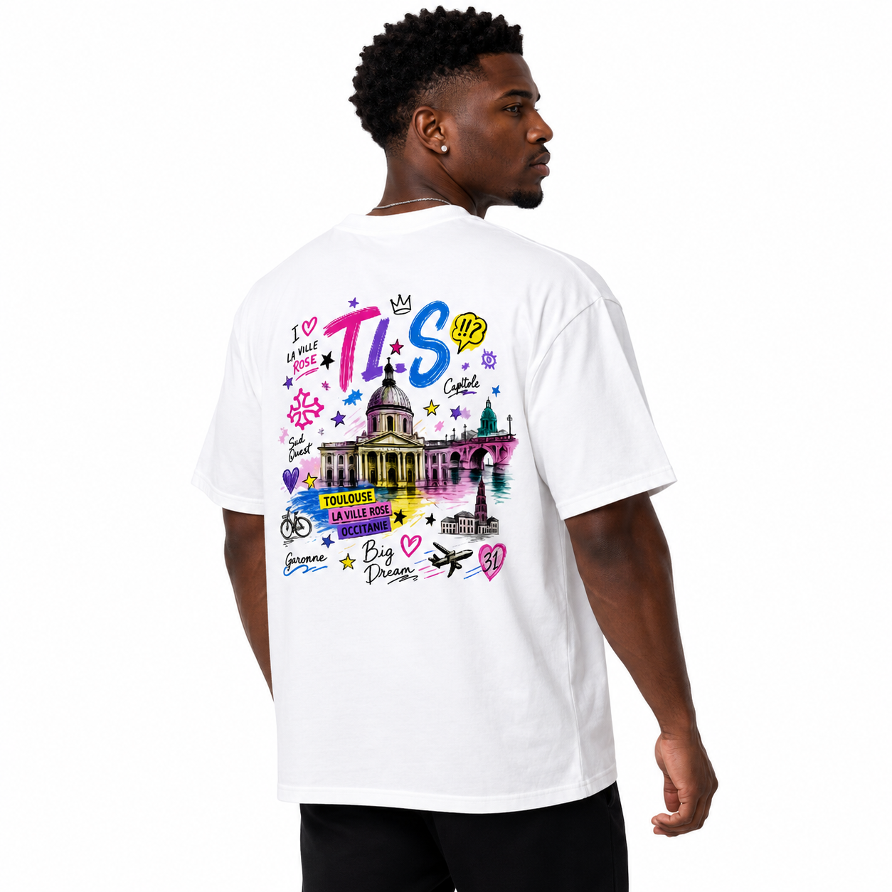 T-shirt oversize imprimé - Blanc toulove