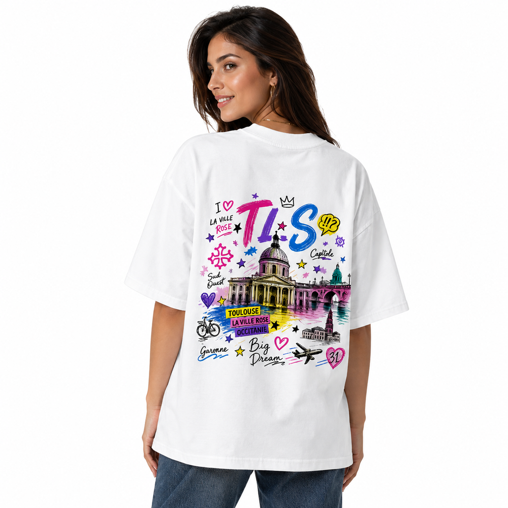 T-shirt oversize imprimé - Blanc toulove