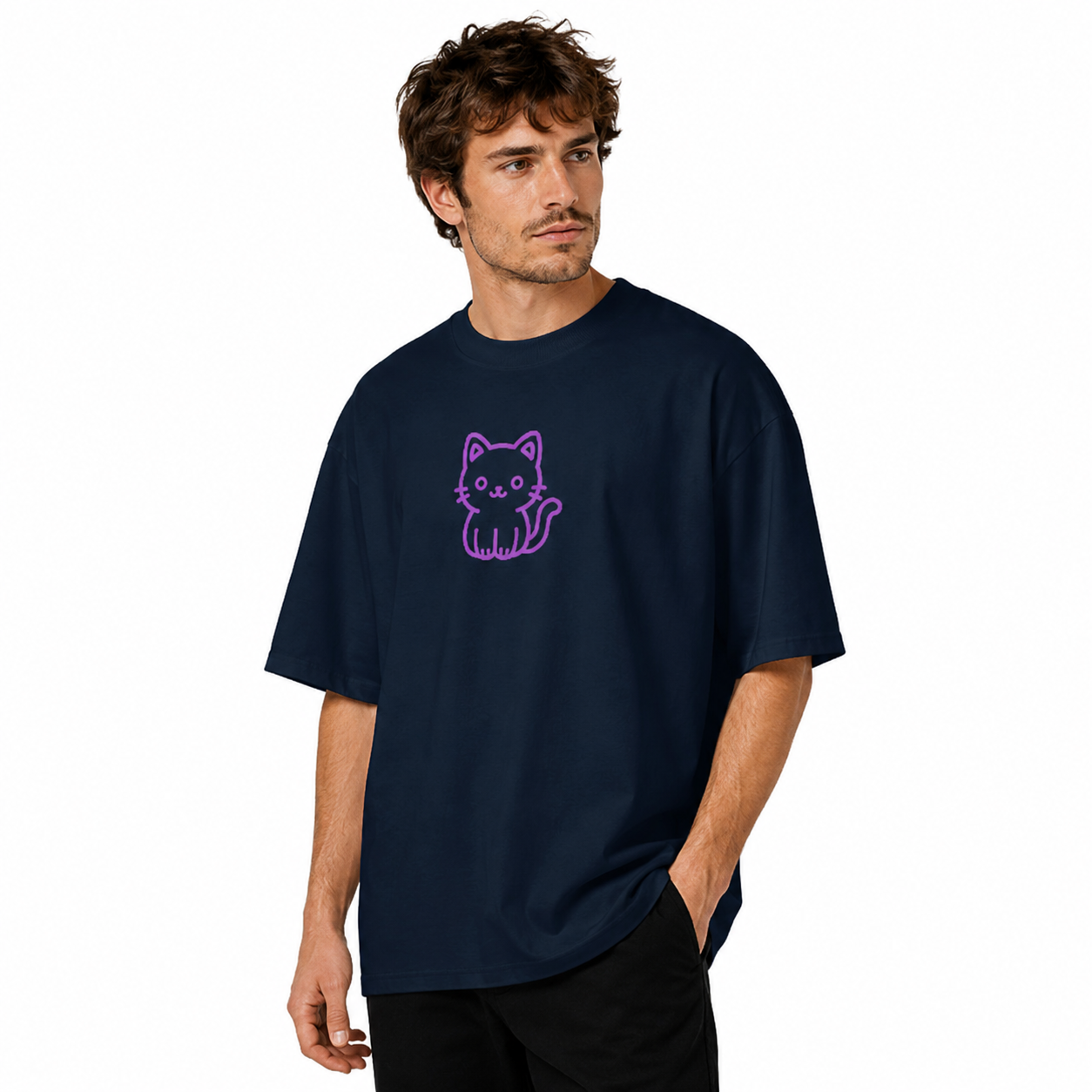 T-shirt à col montant imprimé - Marine toulove