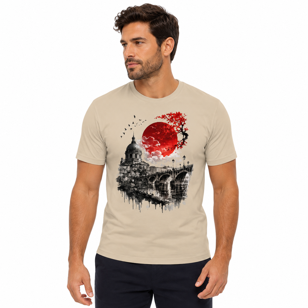 T-shirt en coton bio imprimé - Beige toulove
