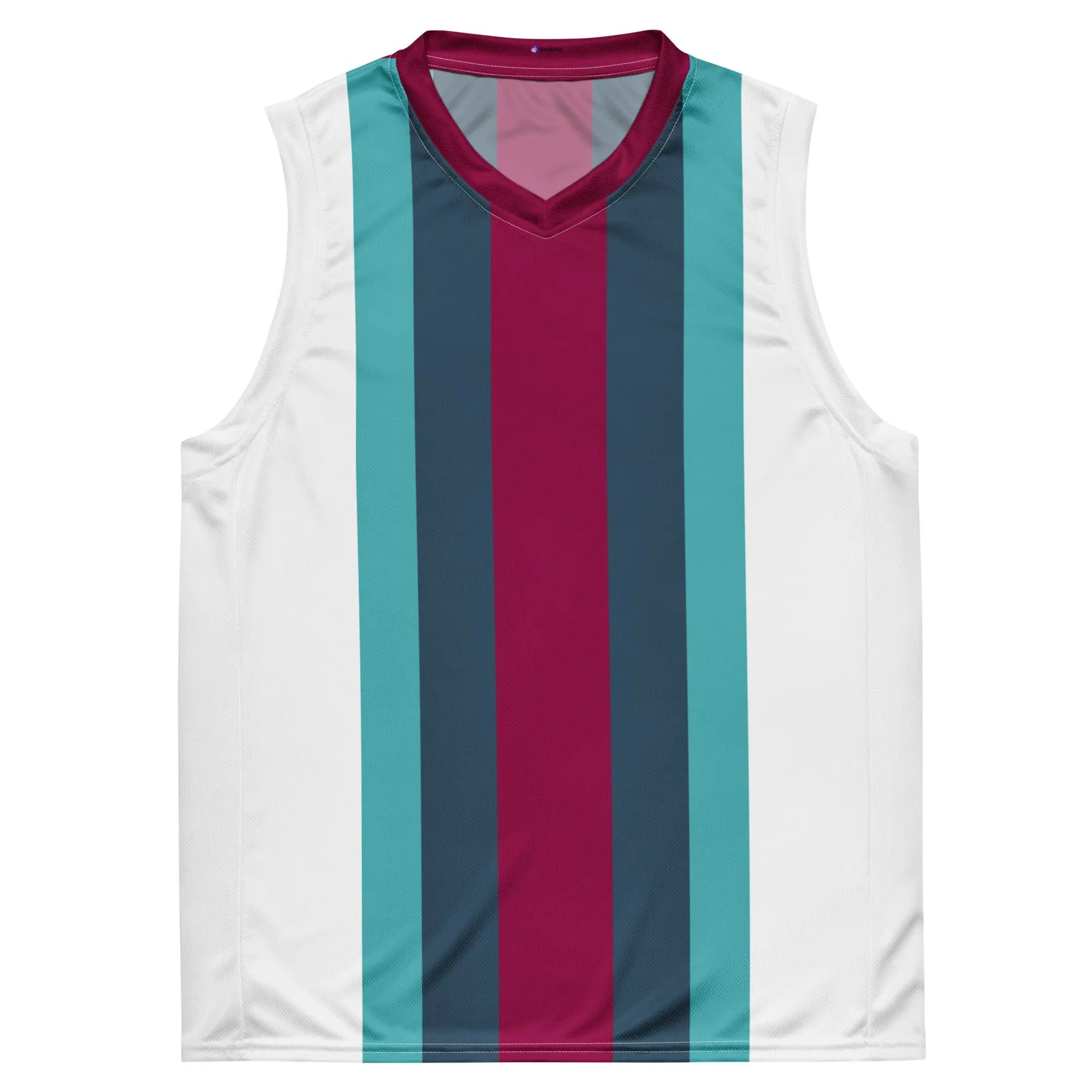 Débardeur de sport unisexe rayé turquoise bleu bordeaux et blanc