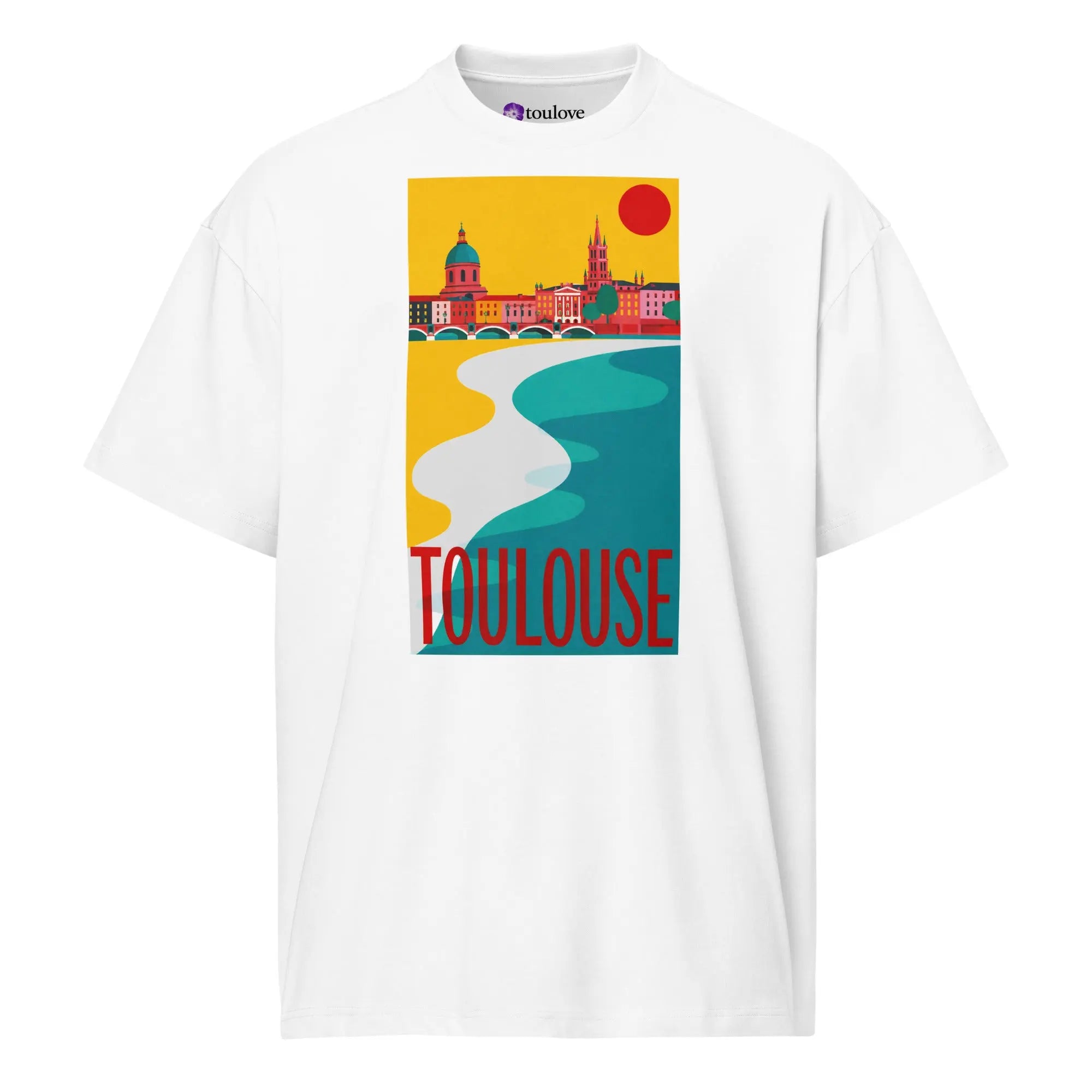 T-shirt boxy homme imprimé Toulouse avec visuel coloré sur le devant