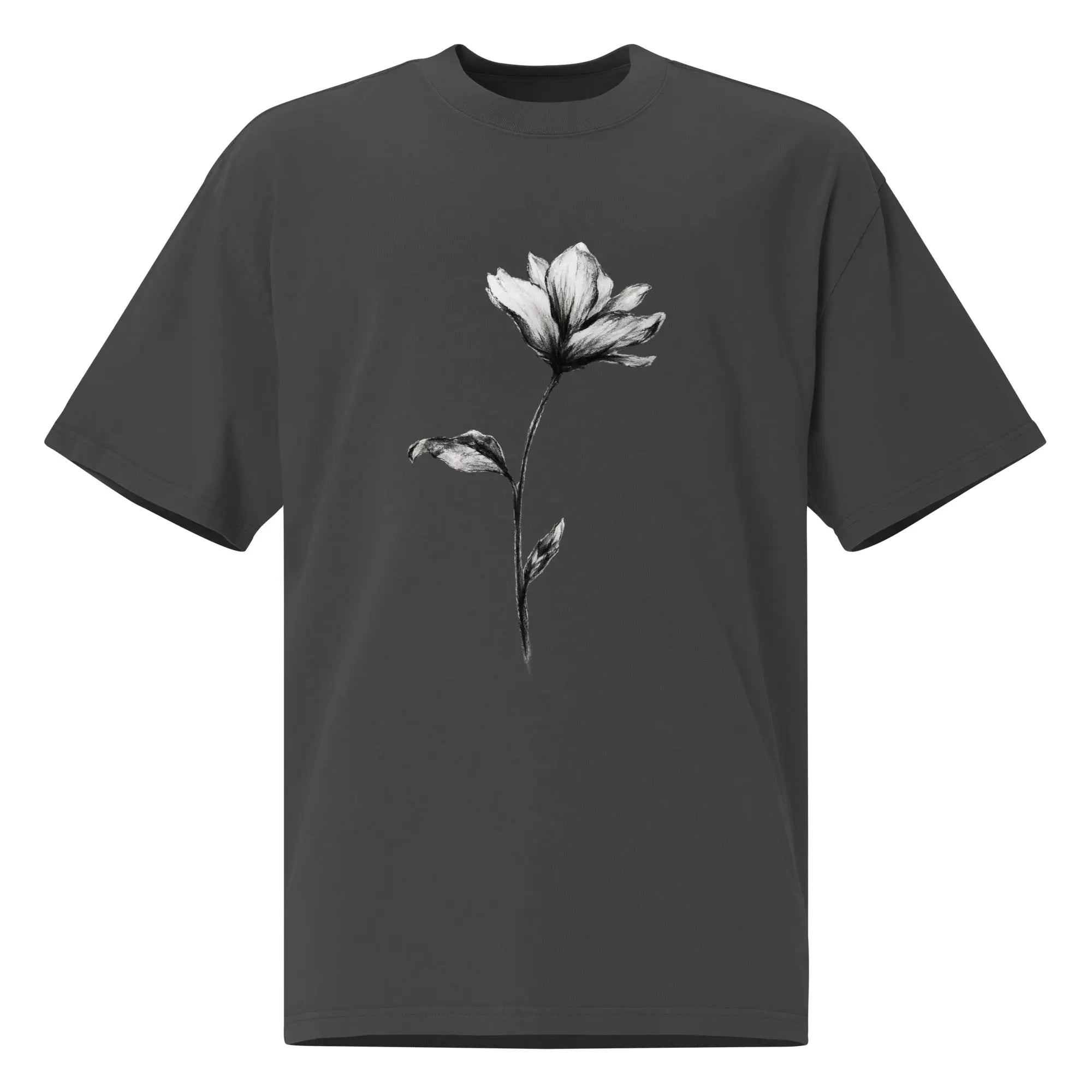 T-shirt oversize imprimé noir délavé fleur - toulove