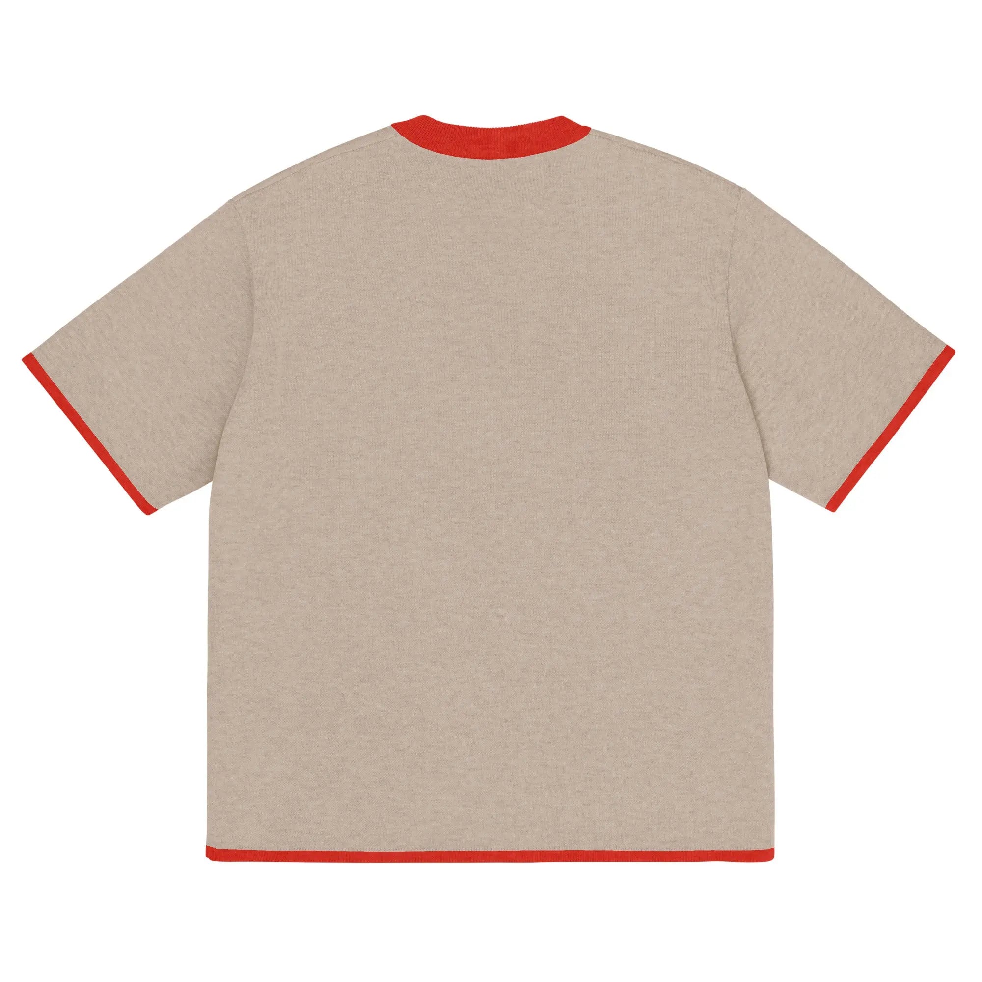 T-shirt maille classique beige unisexe avec fleur rouge et bleue au centre