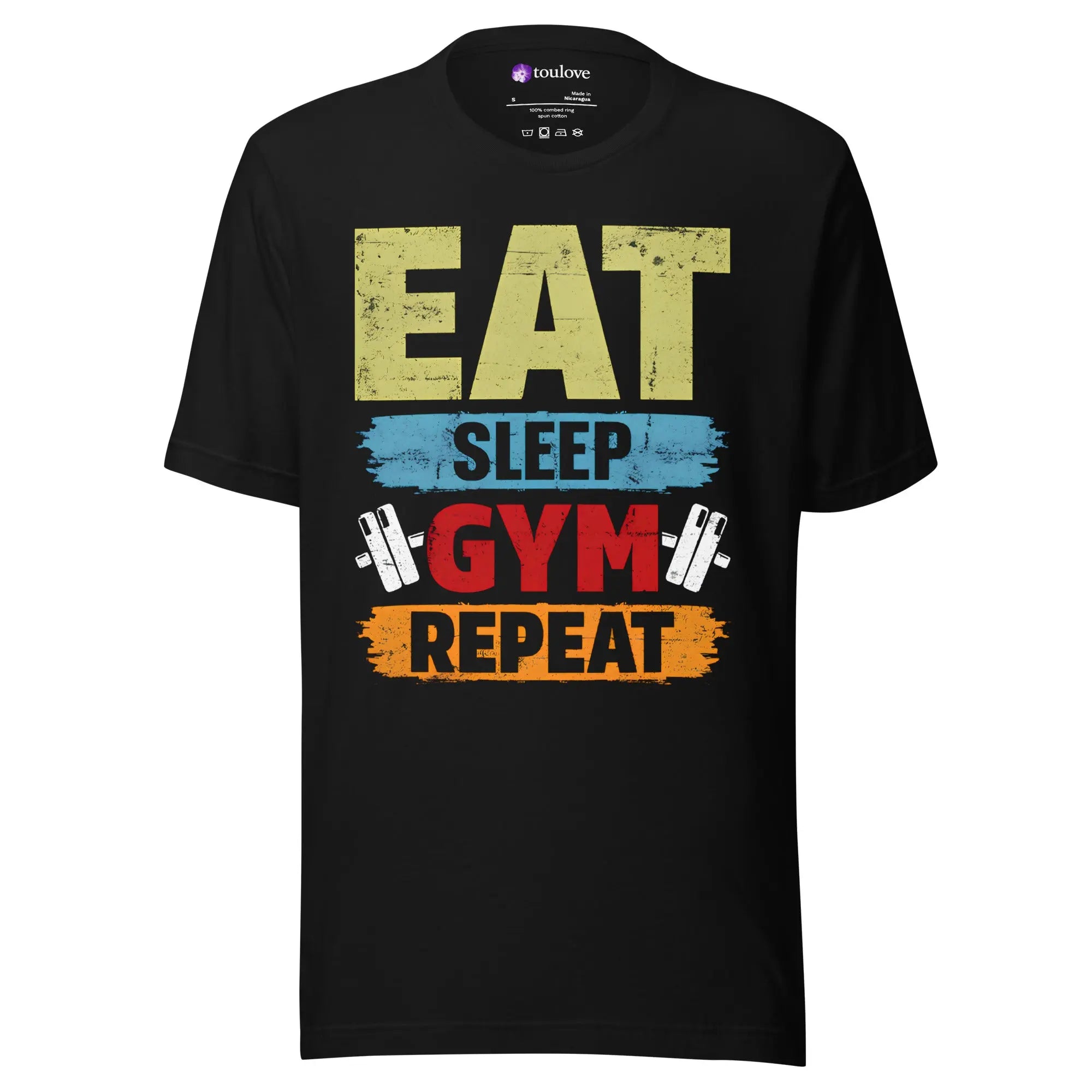 T-shirt imprimé homme Eat Sleep Gym coton - toulove