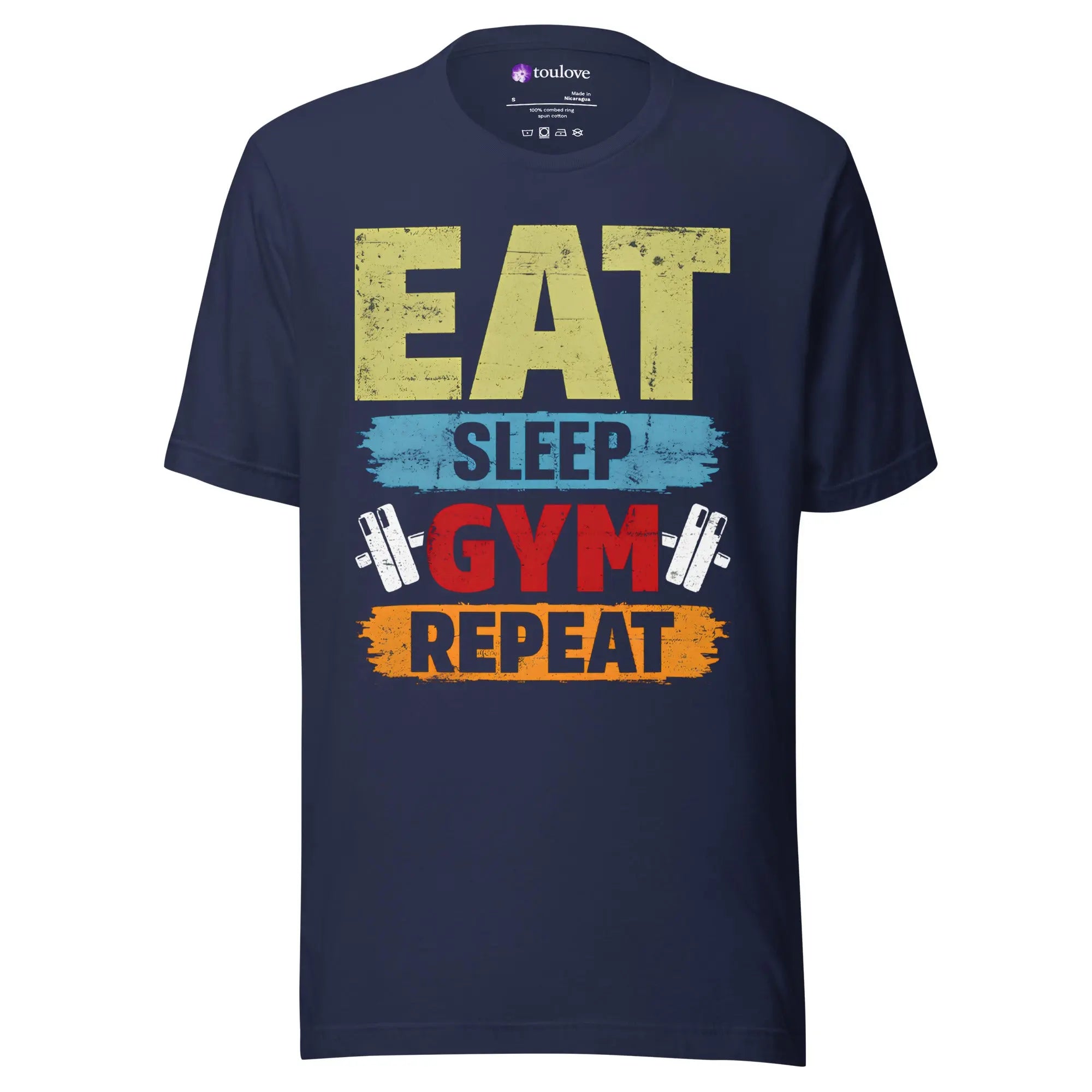 T-shirt imprimé homme Eat Sleep Gym coton - toulove