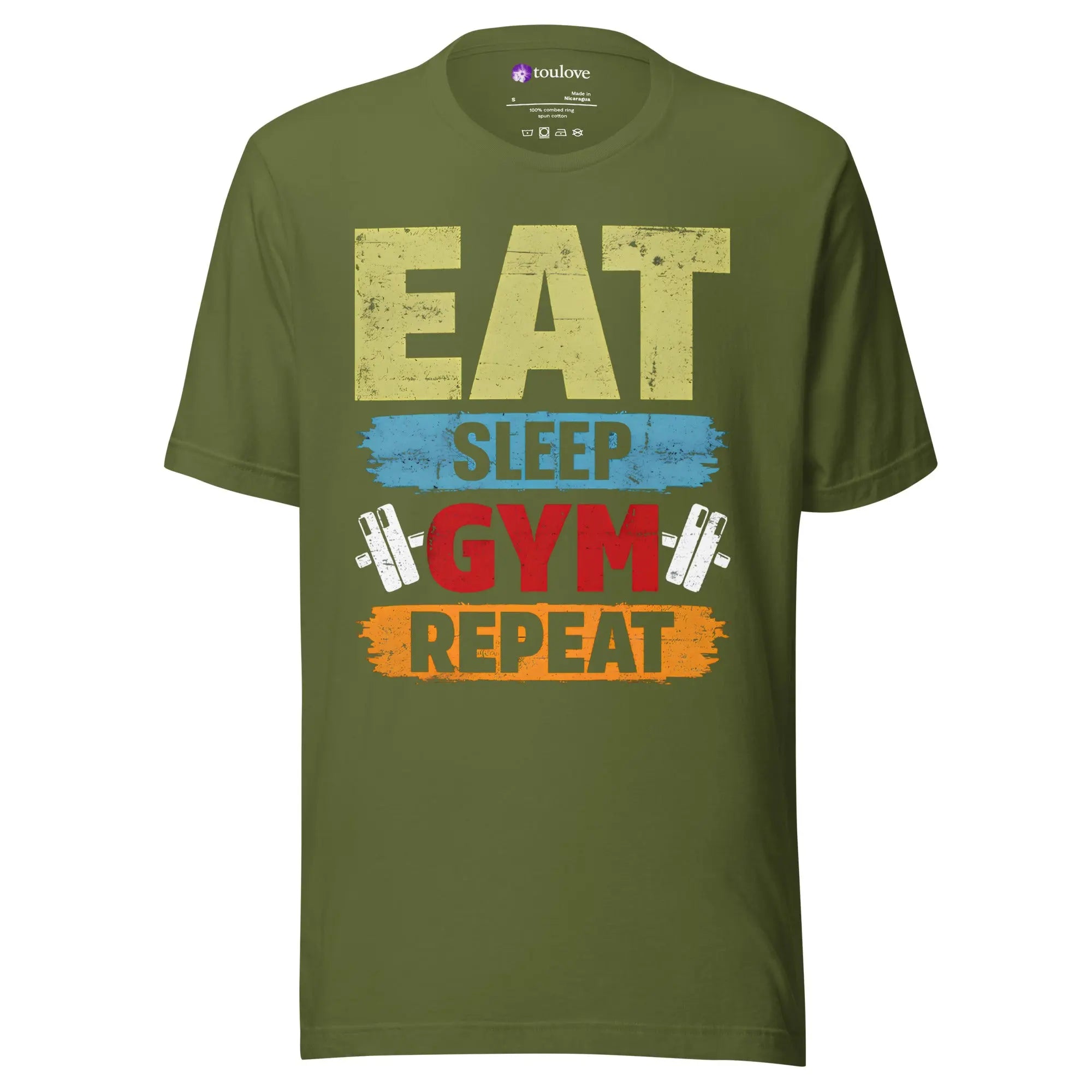 T-shirt imprimé homme Eat Sleep Gym coton - toulove